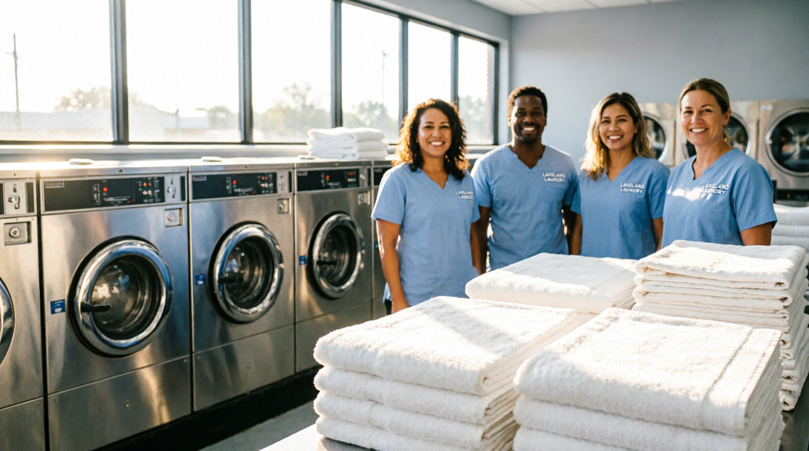 Clean fresh laundry in modern Florida facility